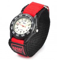 Sportowy zegarek analogowy z bransoletą na rzep (czarny/czerwony)